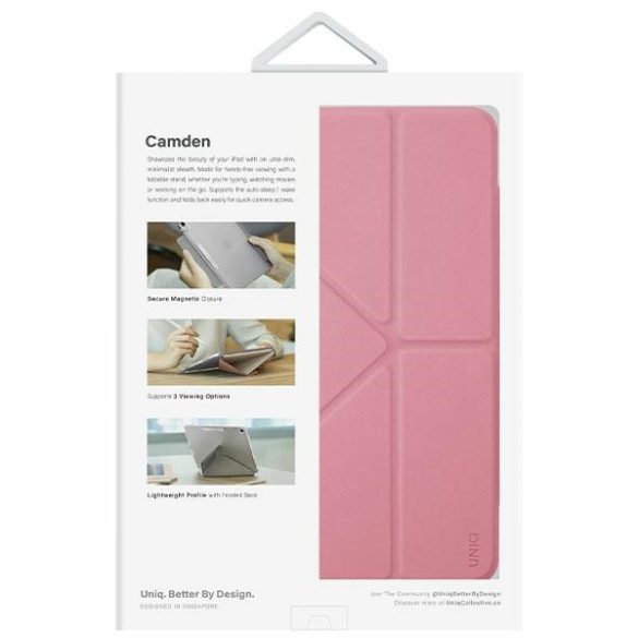 UNIQ etui Camden iPad 10 gen. (2022) rózsaszín antimikrobiális