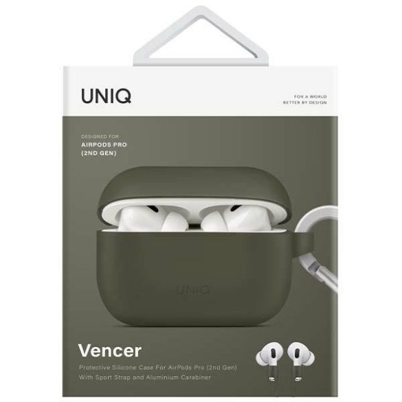 UNIQ etui Vencer AirPods Pro 2 gen. Szilikon (2022/2023) mohazöld tok