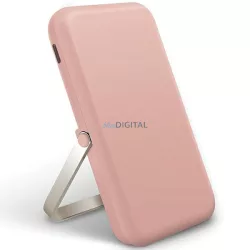   UNIQ Hoveo 5000 mAh-s powerbank, USB-C, 20 W PD gyorstöltés, vezeték nélküli, mágneses, rózsaszín/blush pink