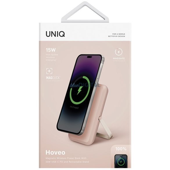 UNIQ Hoveo vezeték nélküli powerbank 5000mAh USB-C 20W - rózsaszín