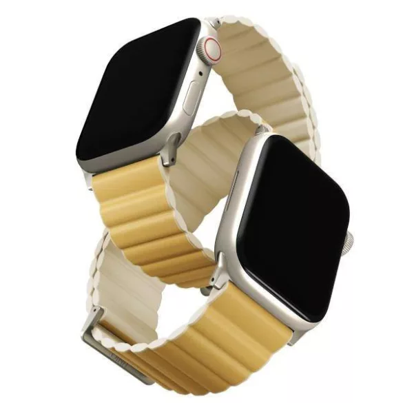 UNIQ Revix Premium szíj AppleWatch Series1-8/SE/SE2/SE3 8/40/41 Edition Reversible Mag sárga-bézs színben