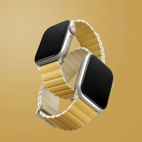 UNIQ Revix Premium szíj Apple Watch Series 1-8/SE/SE2/3/Ultra1/2/3 42/44/45/45/49 Edition sárga-bézs színű