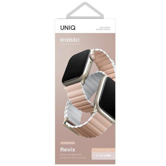 UNIQ Revix Premium szíj Apple Watch Series 1-8/SE/SE2/3/Ultra1/2/3 42/44/45/45/49 Edition rózsaszín-fehér