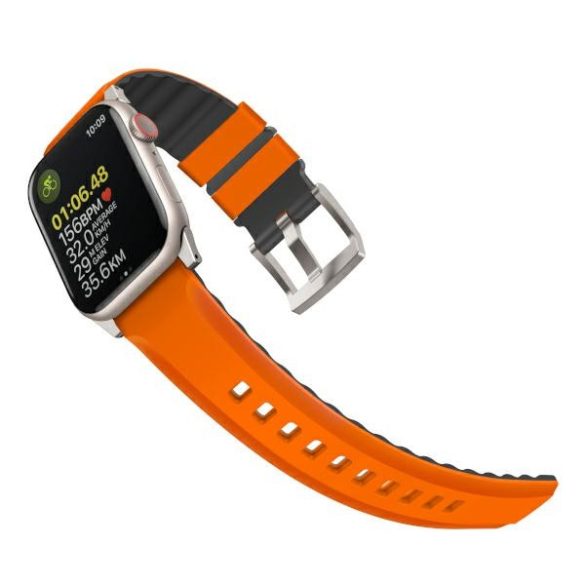 UNIQ óraszíj Linus Apple Watch Series 1/2/3/4/5/6/7/8/9/SE/SE2/Ultra/Ultra 2 42/44/45/49mm Airosoft szilikon volt narancssárga