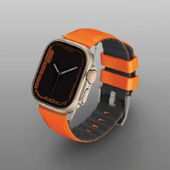 UNIQ óraszíj Linus Apple Watch Series 1/2/3/4/5/6/7/8/9/SE/SE2/Ultra/Ultra 2 42/44/45/49mm Airosoft szilikon volt narancssárga