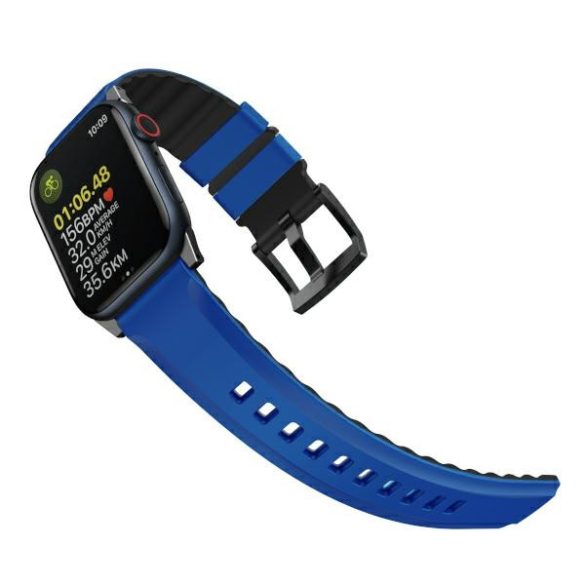 UNIQ óraszíj Linus Apple Watch Series 1/2/3/4/5/6/7/8/9/SE/SE2/Ultra/Ultra 2 42/44/45/49mm Airosoft szilikon versenyző kék