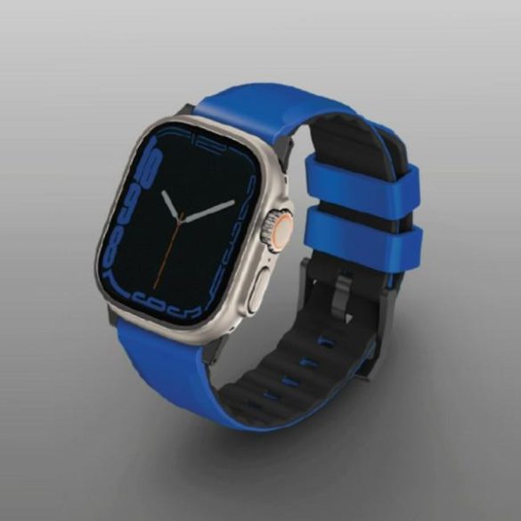 UNIQ óraszíj Linus Apple Watch Series 1/2/3/4/5/6/7/8/9/SE/SE2/Ultra/Ultra 2 42/44/45/49mm Airosoft szilikon versenyző kék