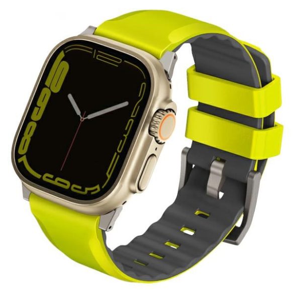 UNIQ óraszíj Linus Apple Watch Series 1/2/3/4/4/5/6/7/8/9/SE/SE2/Ultra/Ultra 2 42/44/45/49mm Airosoft szilikon lime zöld