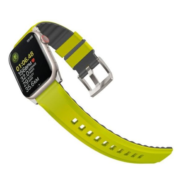 UNIQ óraszíj Linus Apple Watch Series 1/2/3/4/4/5/6/7/8/9/SE/SE2/Ultra/Ultra 2 42/44/45/49mm Airosoft szilikon lime zöld