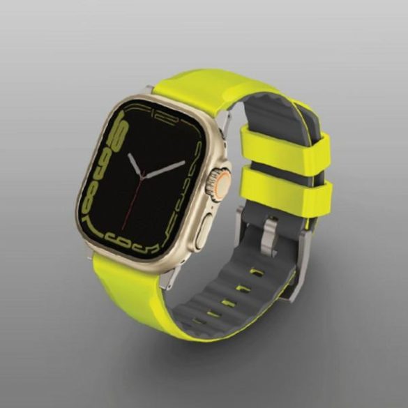 UNIQ óraszíj Linus Apple Watch Series 1/2/3/4/4/5/6/7/8/9/SE/SE2/Ultra/Ultra 2 42/44/45/49mm Airosoft szilikon lime zöld