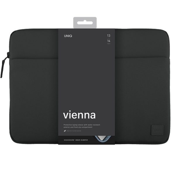 UNIQ etui Vienna laptop Sleeve 14" fekete Vízálló RPET