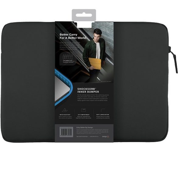 UNIQ etui Vienna laptop Sleeve 14" fekete Vízálló RPET