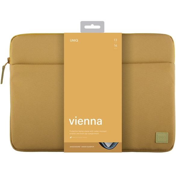 UNIQ etui Vienna laptop Sleeve 14" sárga Vízálló RPET