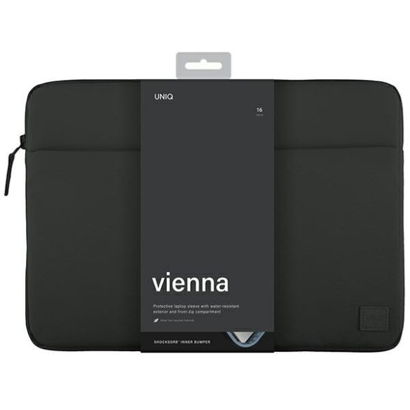 UNIQ etui Vienna laptop Sleeve 16" fekete Vízálló RPET