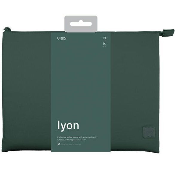 UNIQ etui Lyon laptop Sleeve 14" zöld Vízálló RPET