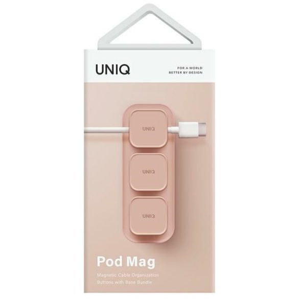 UNIQ Pod Mag mágneses kábelrendező + alap rózsaszín