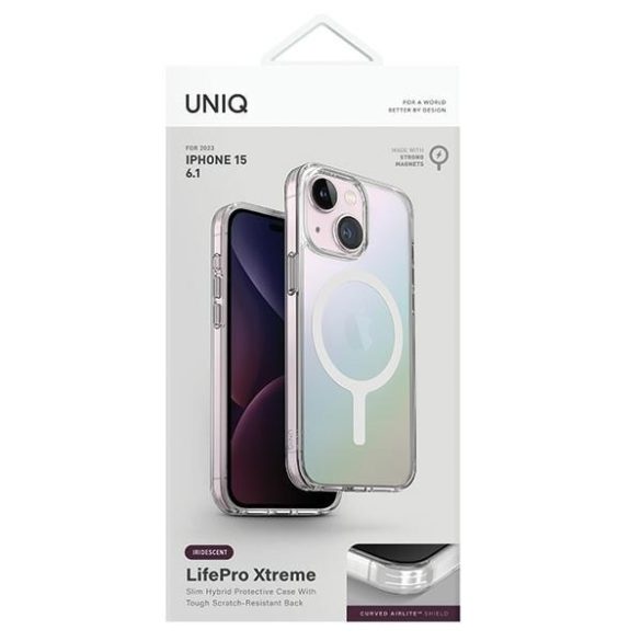 UNIQ etui LifePro Xtreme iPhone 15 / 14 / 13 6,1" Magclick Charging opál/irizáló tok