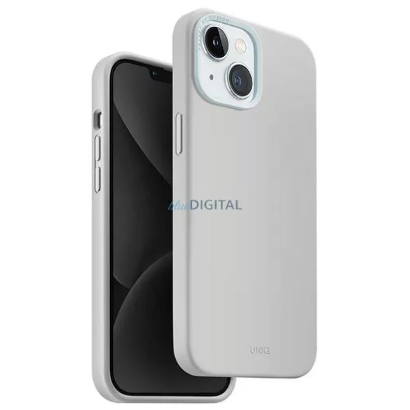 UNIQ etui Lino Hue iPhone 15 6.1" Magclick Charging szürke tok