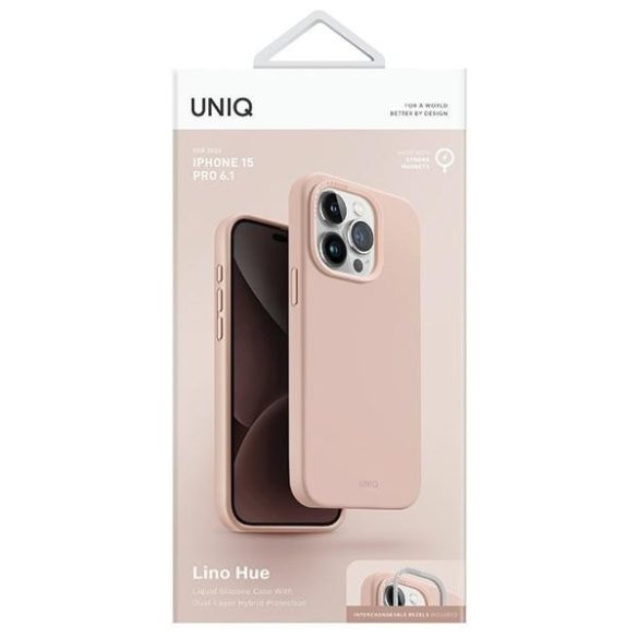 UNIQ etui Lino Hue iPhone 15 Pro 6.1" Magclick Charging rózsaszín tok