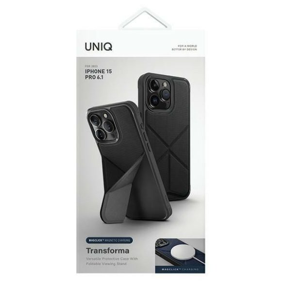 UNIQ etui Transforma iPhone 15 Pro 6.1" Magclick Charging fekete tok