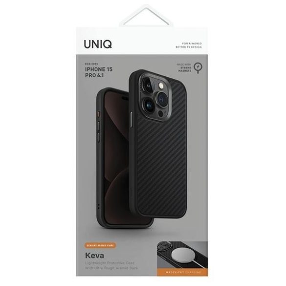 UNIQ etui Keva iPhone 15 Pro 6.1" Magclick Charging fekete tok
