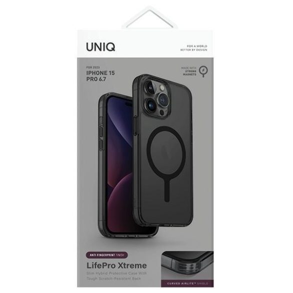 UNIQ etui LifePro Xtreme iPhone 15 Pro Max 6.7" Magclick töltő szürke tok