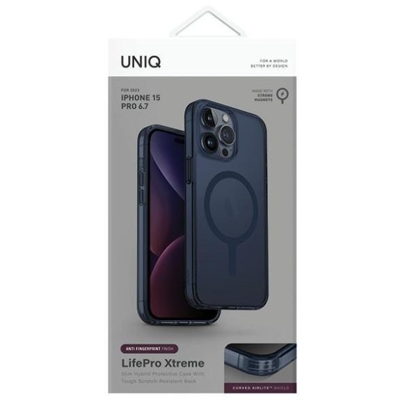 UNIQ etui LifePro Xtreme iPhone 15 Pro Max 6,7" Magclick töltő kék tok