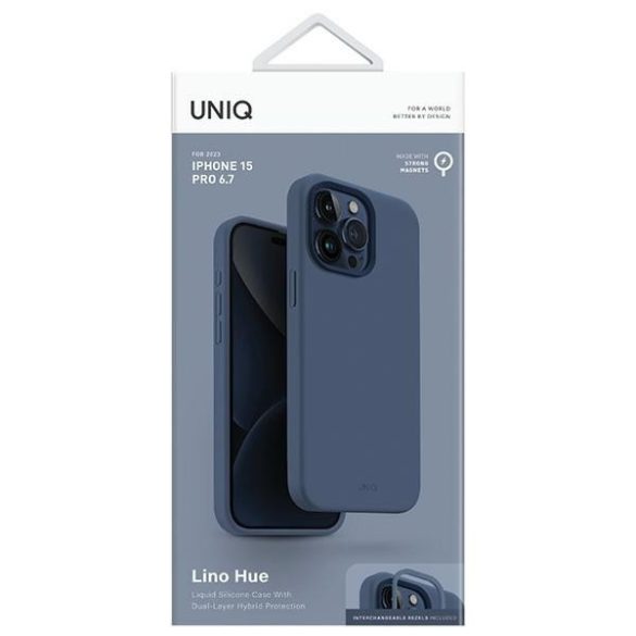UNIQ etui Lino Hue iPhone 15 Pro Max 6.7" Magclick Charging tengerészkék tok