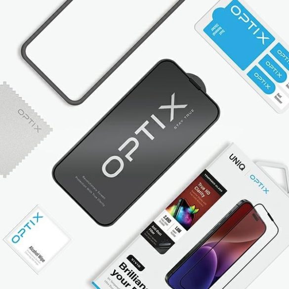 UNIQ Optix Vivid edzett üveg applikátorral iPhone 15 