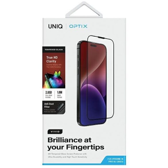 UNIQ Optix Vivid edzett üveg applikátorral iPhone 15 Pro 