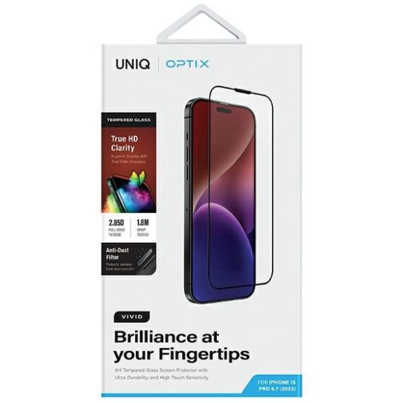 UNIQ Optix Vivid edzett üveg applikátorral iPhone 15 Pro Max 