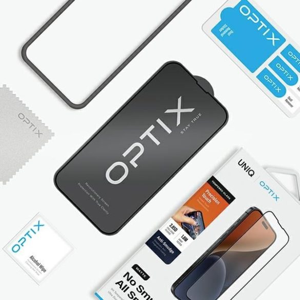 UNIQ Optix Matte edzett üveg applikátorral iPhone 15 Pro Max