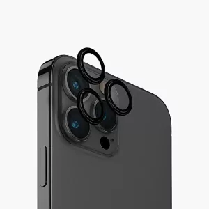 UNIQ Optix kamera lencse védő üvegfólia fekete szegéllyel, applikátorral iPhone 15 Pro
