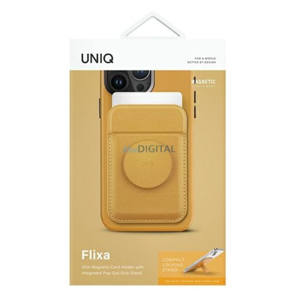 UNIQ Flixa mágneses kártyatárca MagSafe támogatással sárga