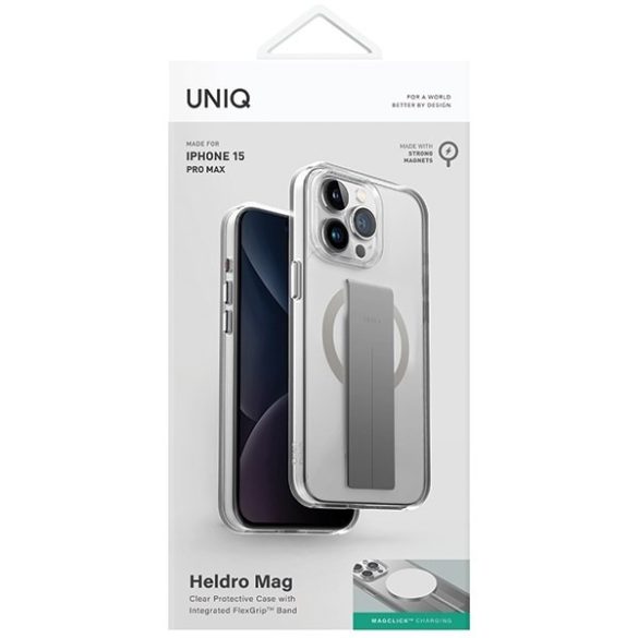 UNIQ etui Heldro Mag iPhone 15 Pro Max 6.7" Magclick Charging átlátszó) tok