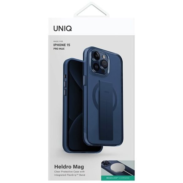 UNIQ etui Heldro Mag iPhone 15 Pro Max 6.7" Magclick Charging mélykék tok