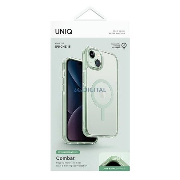 UNIQ etui Combat iPhone 15 / 14 / 13 6.1" Maglick Charging menta tok