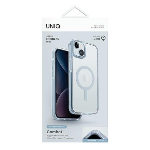 UNIQ etui Combat iPhone 15 Plus / 14 Plus 6.7" Maglick töltő jégkék tok