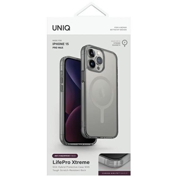 UNIQ etui LifePro Xtreme iPhone 15 Pro Max 6.7" Magclick töltő szürke tok