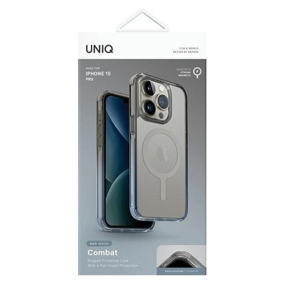 UNIQ etui Combat Duo iPhone 15 Pro 6.1" Magclick Charging kék-szürke tok