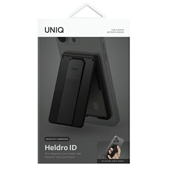 UNIQ Heldro mágneses kártyatartó és kitámasztó fekete