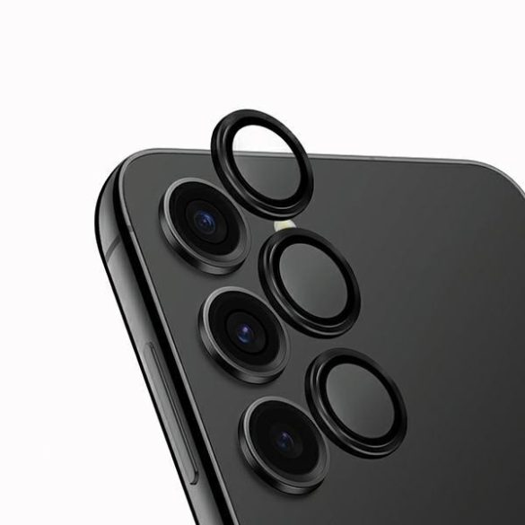 UNIQ Optix kamera lencse védő üvegfólia fekete szegéllyel, applikátorral Samsung Galaxy S24