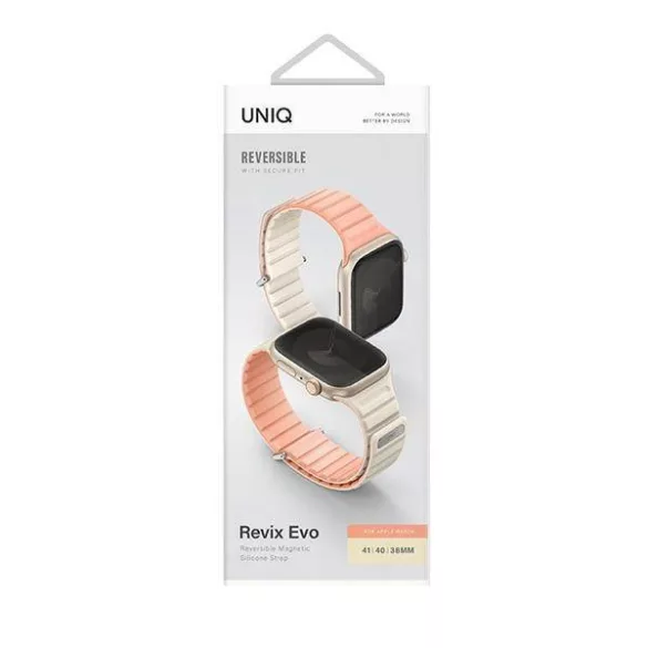 UNIQ szíj Revix Evo Apple Watch Series 1-9/SE/SE2/SE3 38/40/41mm fordítható mágneses rózsaszín