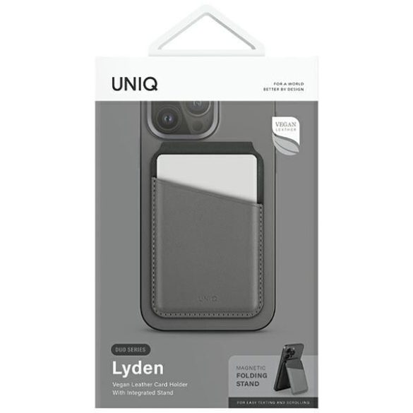 UNIQ Lyden DS mágneses RFID kártyatartó és kitámasztó - szürke-fekete