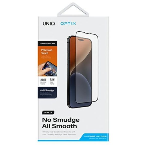 UNIQ Optix Matte edzett üveg iPhone 15 / iPhone 14 Pro