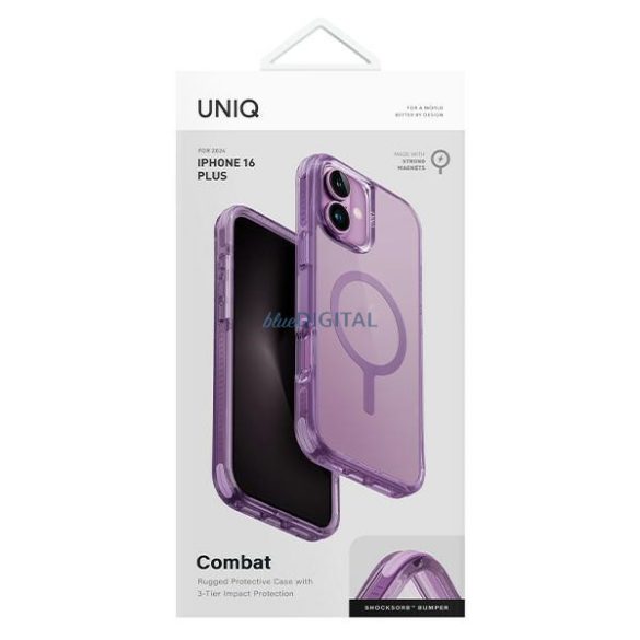 Uniq Combat Magclick Charging tok iPhone 16 Plus - átlátszó rózsaszín szegéllyel