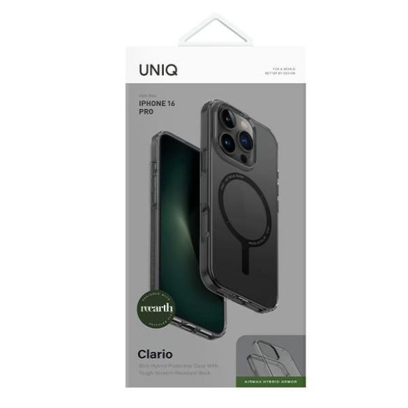 Uniq Clario Magclick Charging tok iPhone 16 Pro - füstszürke