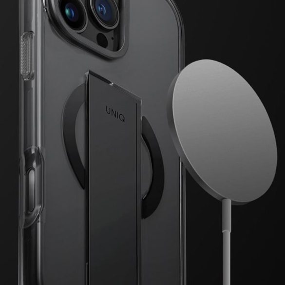 Uniq Heldro Max Magclick Charging tok kitámasztóval iPhone 16 Pro - átlátszó