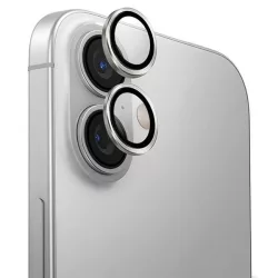   UNIQ Optix alumínium kamera lencse védő üveg ezüst színű szegéllyel iPhone 16 / 16 Plus