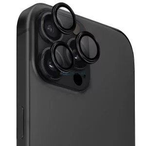 UNIQ Optix alumínium kamera-lencsevédő iPhone 16 Pro 6,3" / 16 Pro Max 6,9" éjfekete üveg